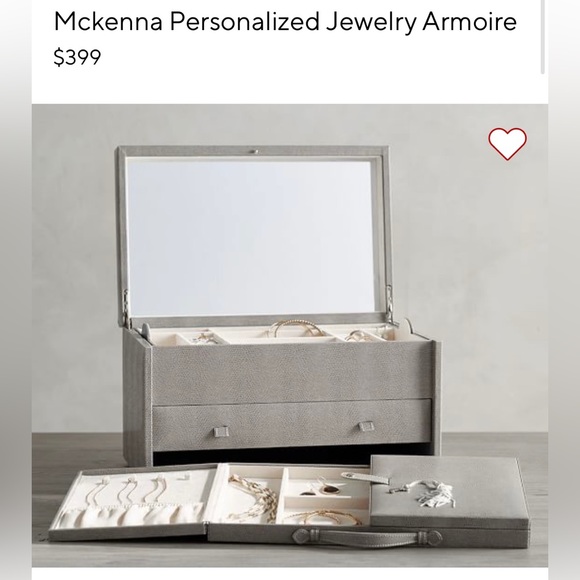 Pottery Barn Storage & Organization Pottery Barn Large Mckenna Jewelry Box In Cream Poshmark